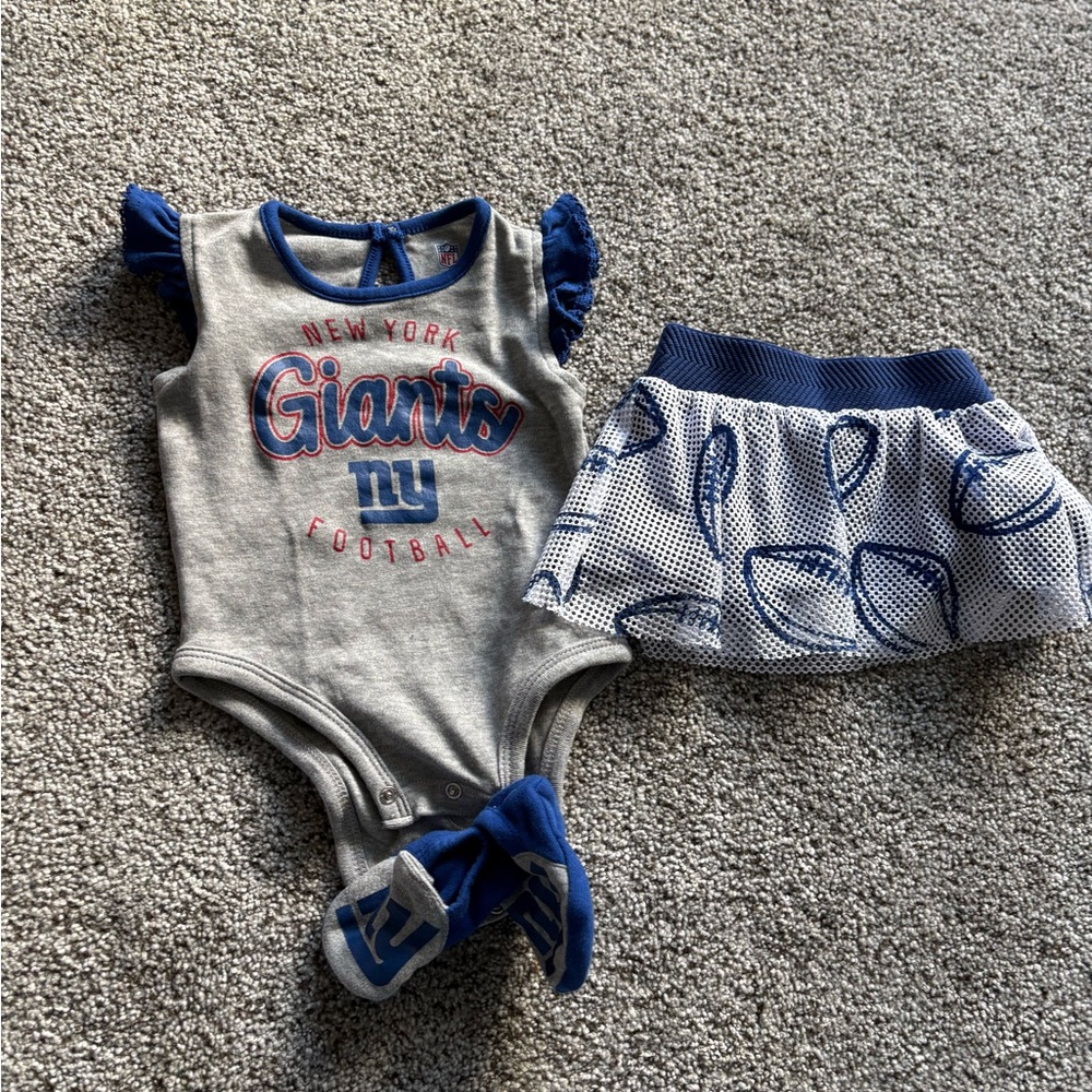 NFL NY Giants Baby Girl Onsie, Skirt, and Booties Set